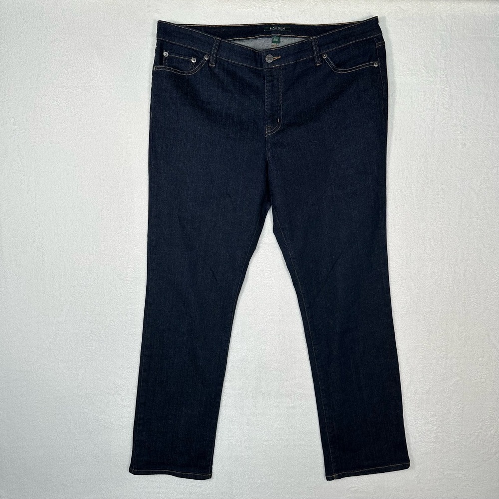 LRL Lauren‎ Jeans Classic Straight Jeans Dark Denim Women's Size 14W Preppy